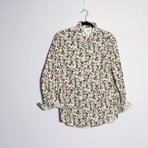 Zara Women's Collared Button Front Easy Iron Natural Stretch Floral Print Shirt
